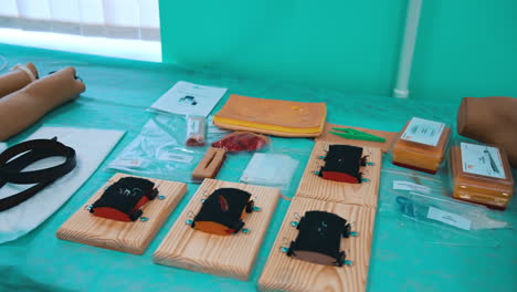 Room with advanced patient model. Training class for medical students in university