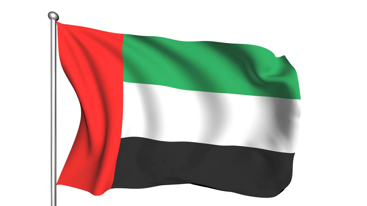 bandera de los emiratos árabes unidos (canal alfa, semitransparente, en bucle)