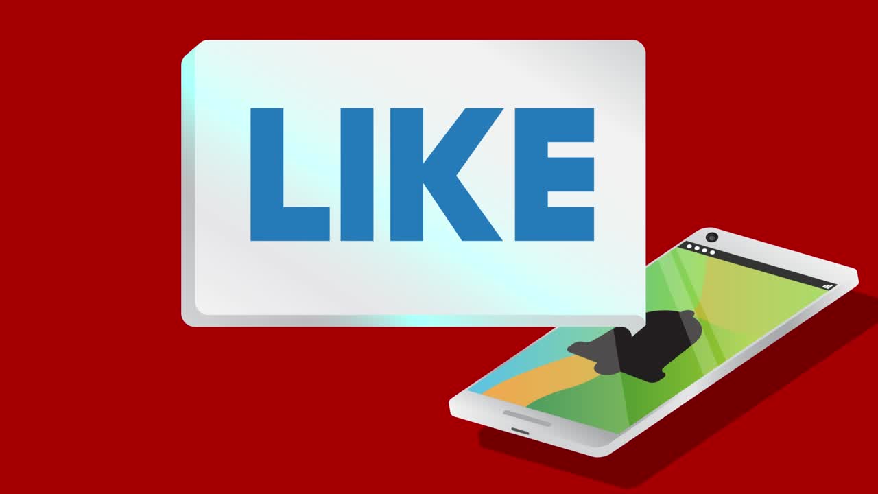 Like. Text on notification bubble from portable information device screen.