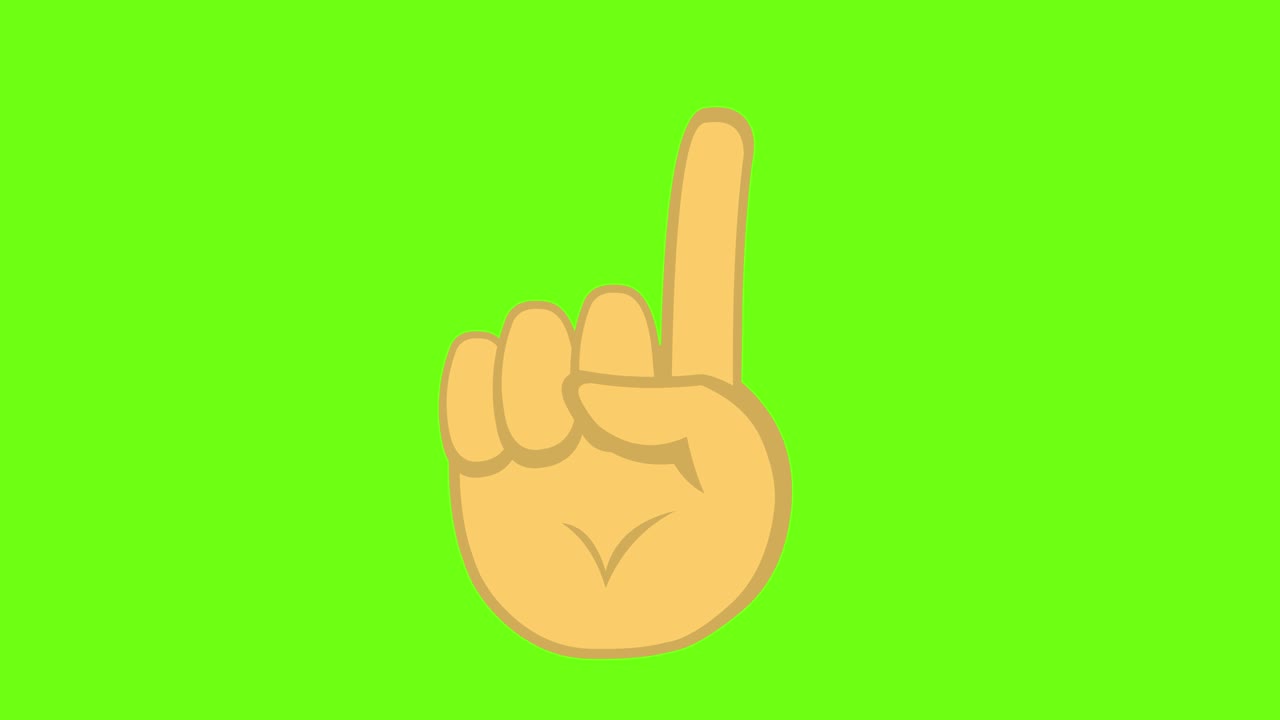 animación de bucle de una mano amarilla contando hasta cinco en un fondo verde cromado