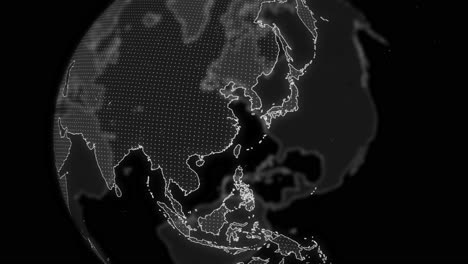 taiwan country alpha for editing data analysis technology globe rotating, cinematic video showcases a digital globe rotating, zooming in on taiwan country alpha for editing template