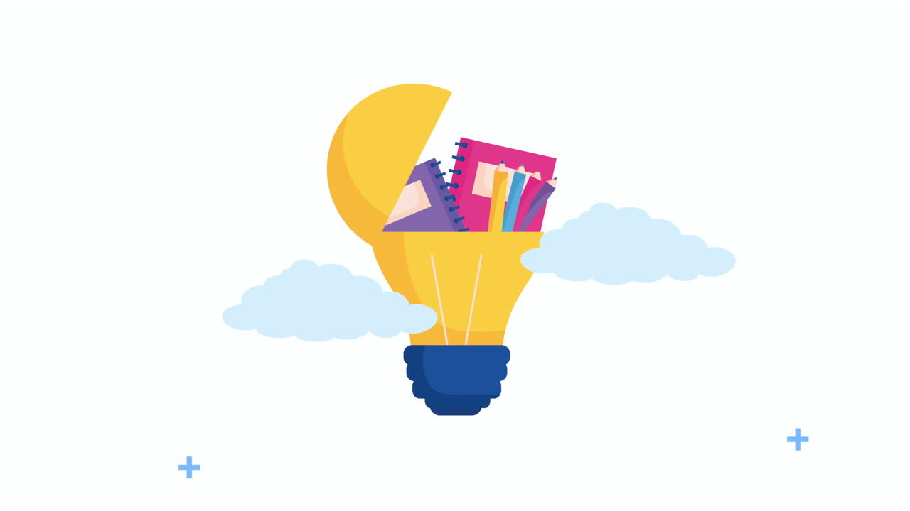 vuelta a la temporada escolar con luz de bombilla y suministros