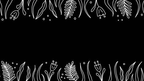 botanical frame. hand-drawn loop animation cute text template with leafs and flowers in doodle style on transparent background. alpha channel.