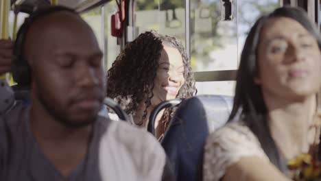 people traveling on a bus