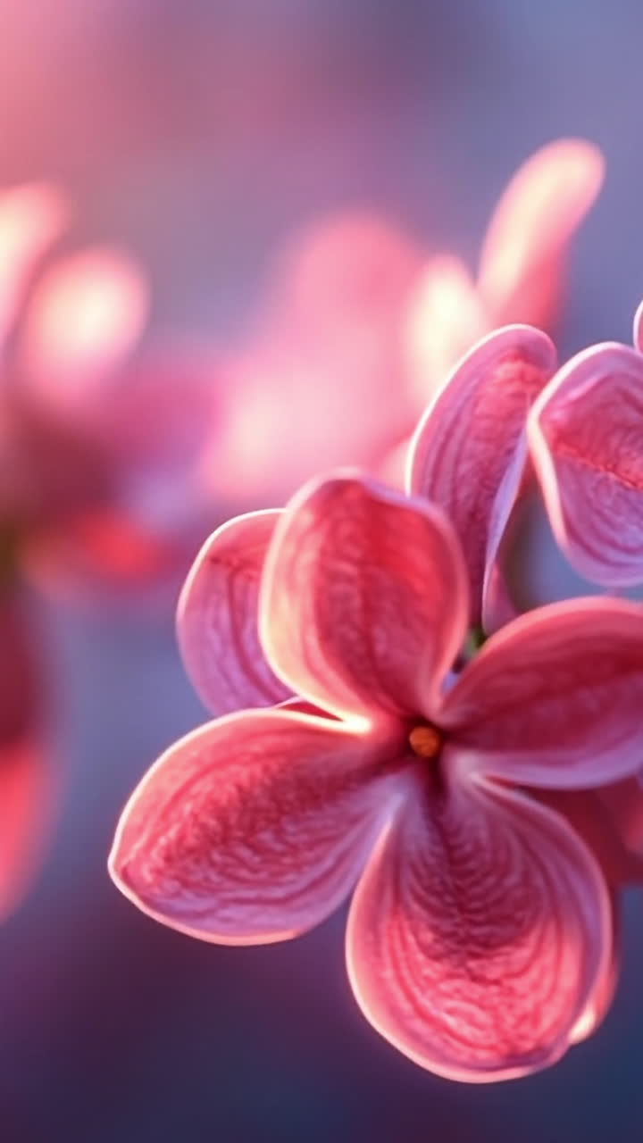 Lilac blooms in golden light. Lilac flowers bloom beautifully, showcasing delicate petals that catch warm sunlight in a serene setting.