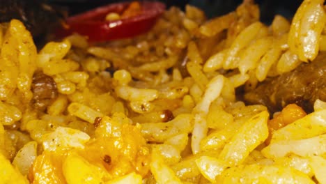 close-up view of a plate of delicious biryani