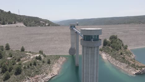 Orbiting-around-Huge-Water-Dam-Tower-in-4K-Format:-MP4-|-4K-25p-|-8-bit-|-D-Cinelike-|-Ungraded