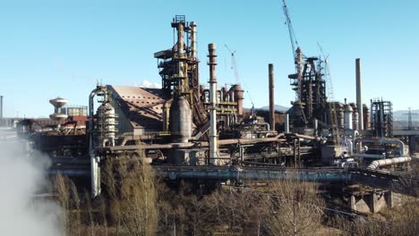 view of iron and steel factory in trinec, czech republic