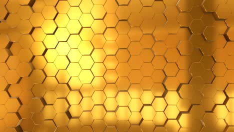fondo de animación de bucle sin costuras abstracto hecho de hexágonos dorados brillantes