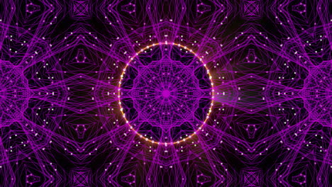 animation of moving purple kaleidoscopic star pattern with white lights