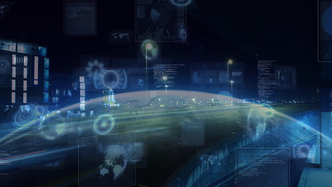 스마트 폰으로 구름 위의 디지털 화면의 애니메이션