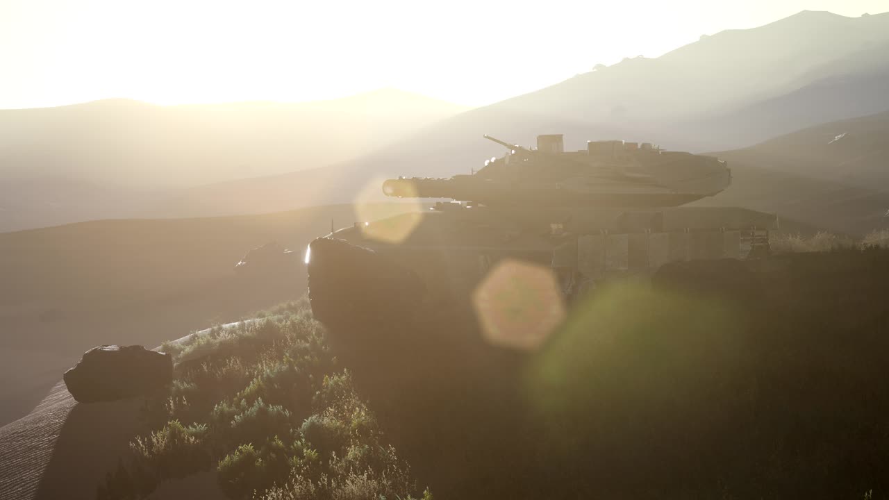 vecchio serbatoio arrugginito nel deserto al tramonto