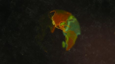 handshake concept, handshake of two businessmen on pixel 3d planet earth animation. rotating globe, shining continents,the future connection of people through of trading and selling agreement.