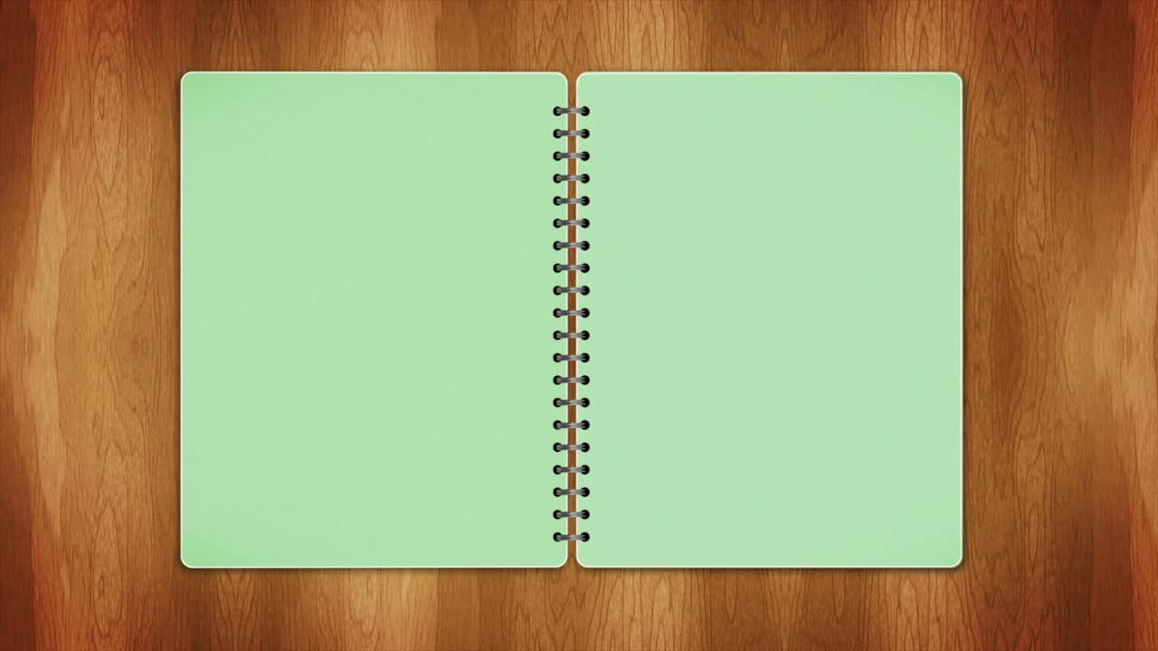 pantalla de páginas vacías libro, abrir verde cerrar, bucle, 4k
