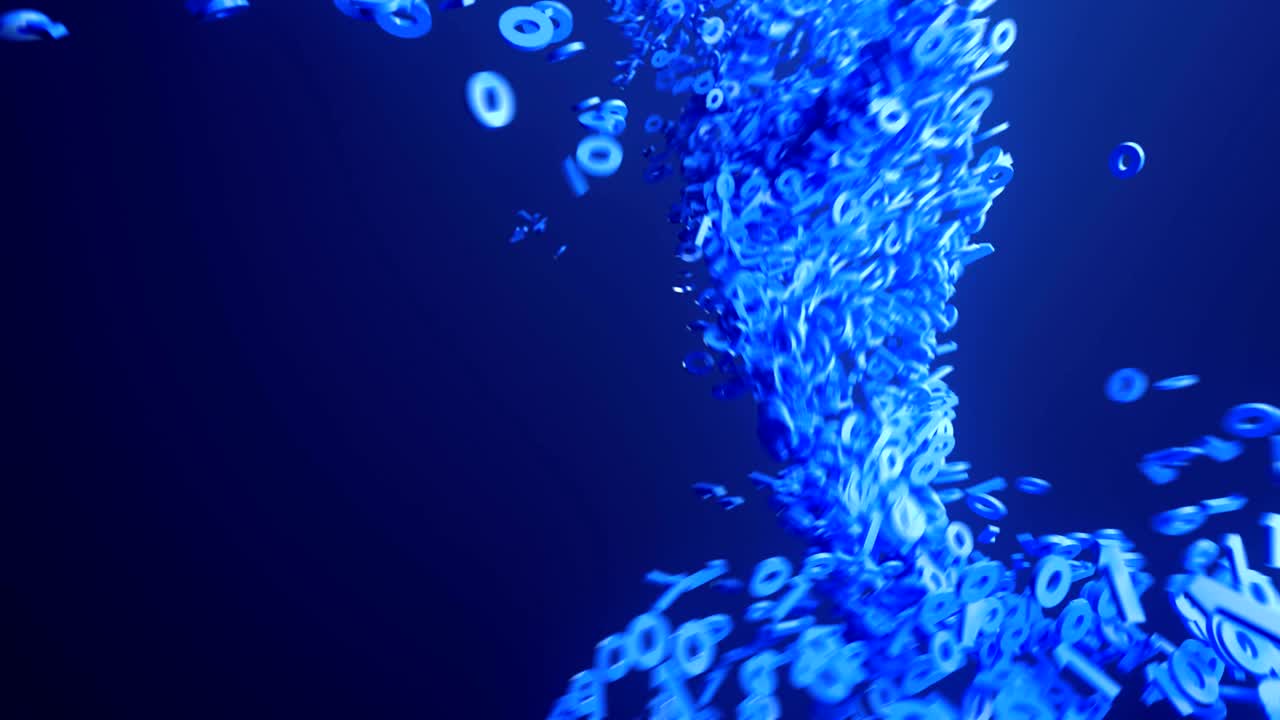 una tormenta binaria. animación 4k uhd con un tema tecnológico.