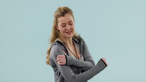 athlete, shoulder pain and woman with an injury