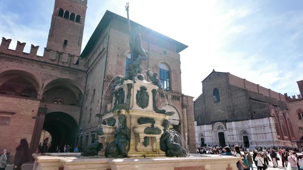 Neptune Fountain in Piazza Santo Stefano, Bologna, Italy