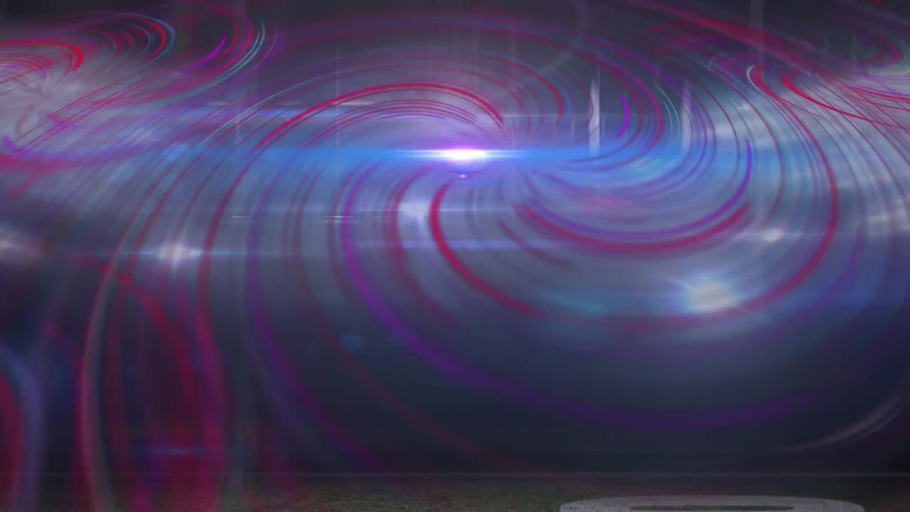 Animation of light trails and spots on black background