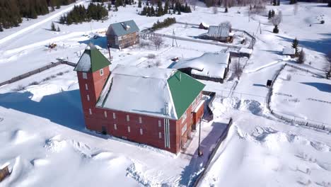 winter village aerial view