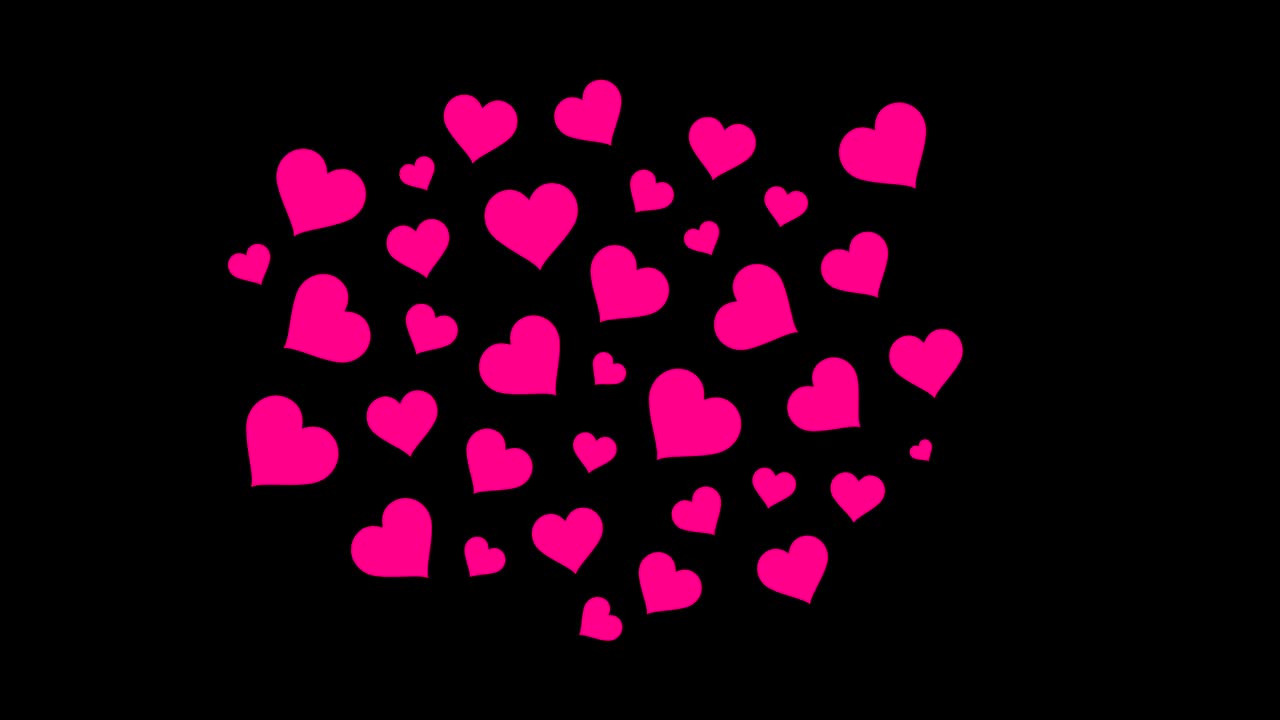 Pink Heart Valentine's Day pattern pop up from center animation 4K on black background