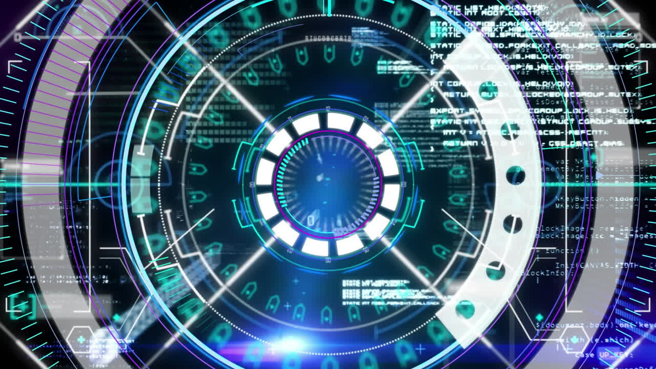 Animation of scope scanning and data processing on black background