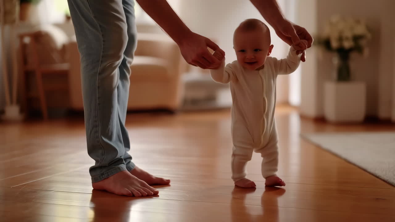 Baby's First Steps with Parent's Support