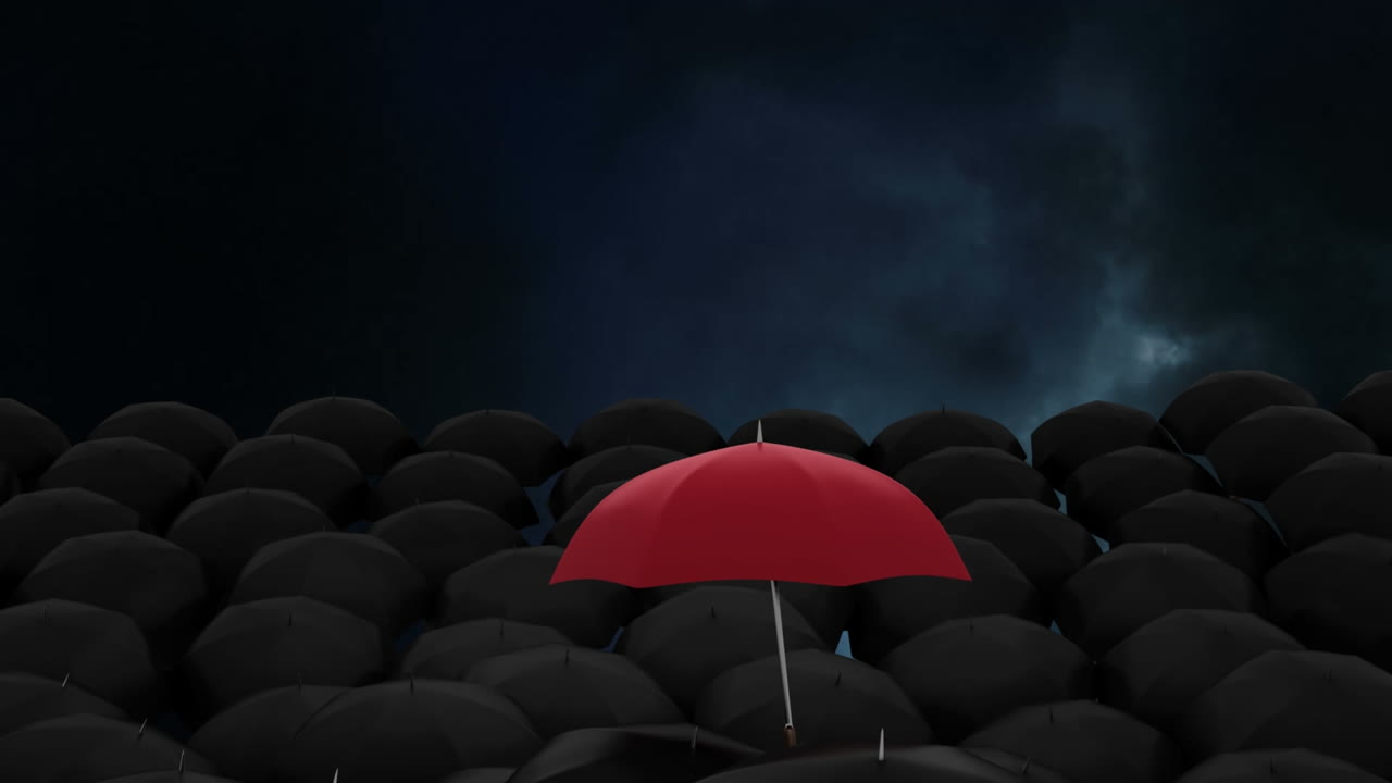 밤에 천둥과 우산