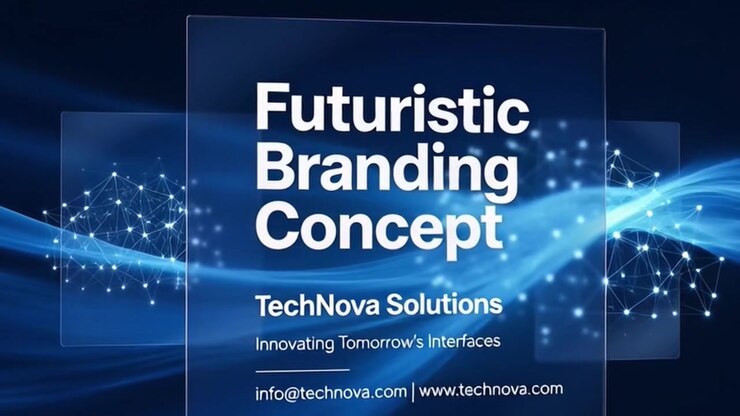Concetto di Branding Digitale Futuristico con Connessioni di Rete e Onde di Luce Astratte