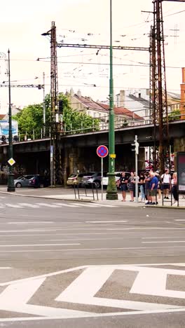 tram and train in a european city