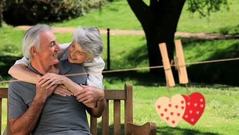 happy mature couple hugging in a park