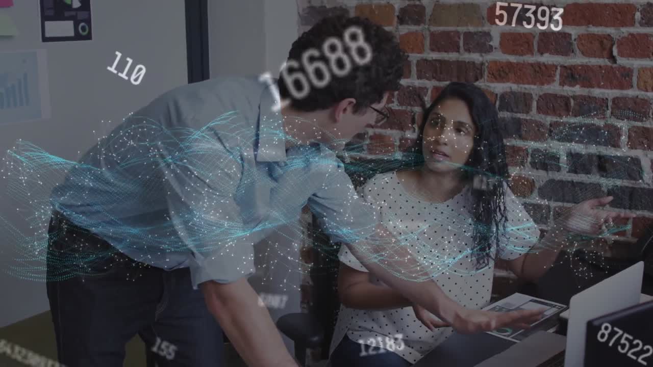 animación de la red de conexiones sobre personas de negocios que trabajan en la oficina