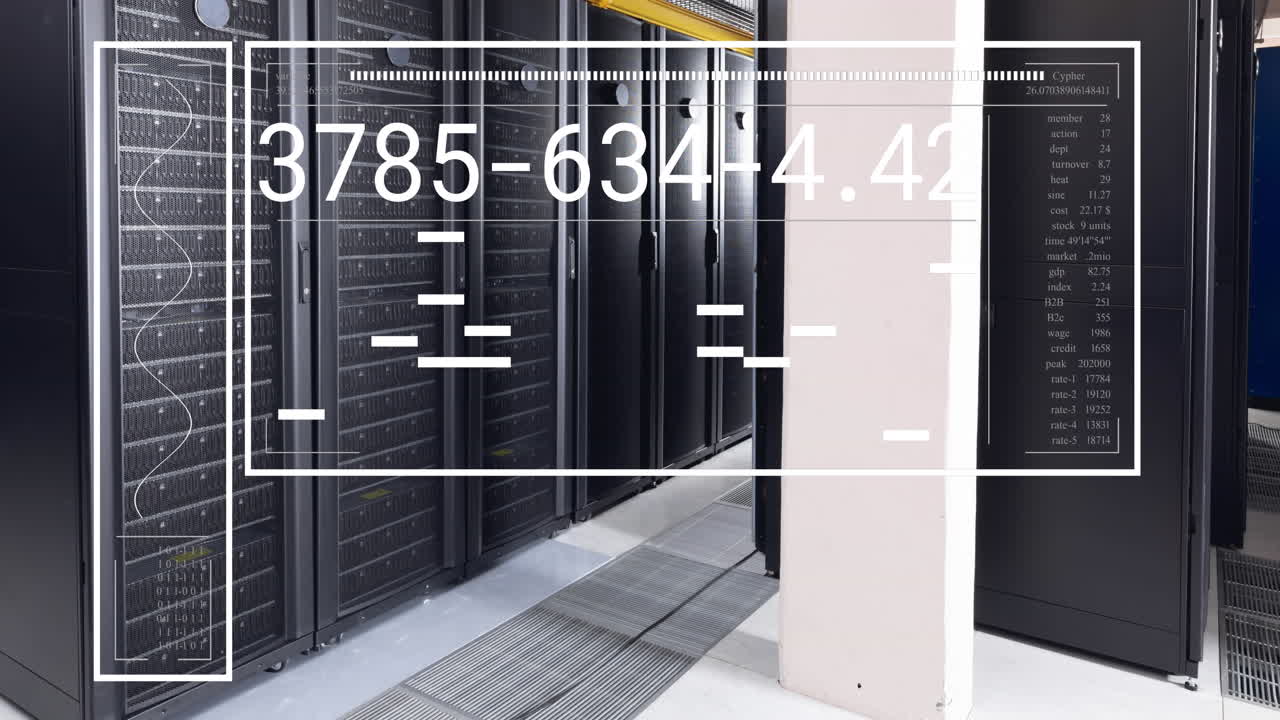 animación de la interfaz con el procesamiento de datos contra la sala de servidores de computadoras