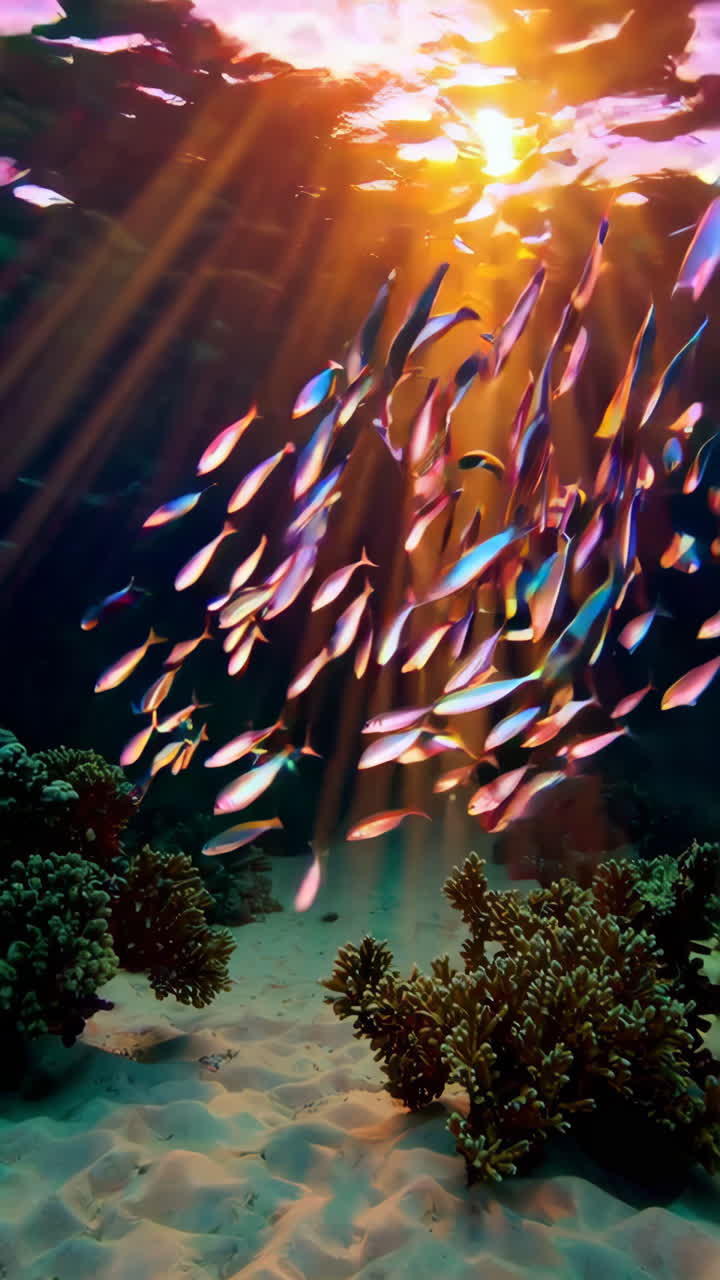 Sunlight Piercing Underwater Coral Reef