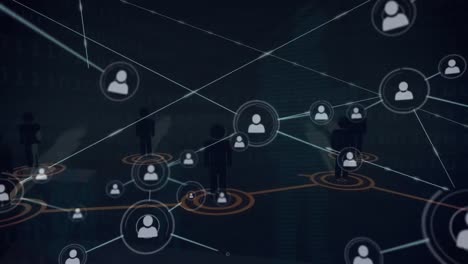 animation of people icons over network of connections