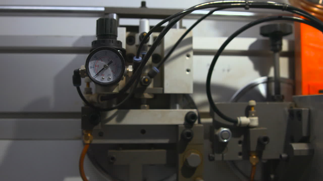 Close-up of a machine with a pressure gauge