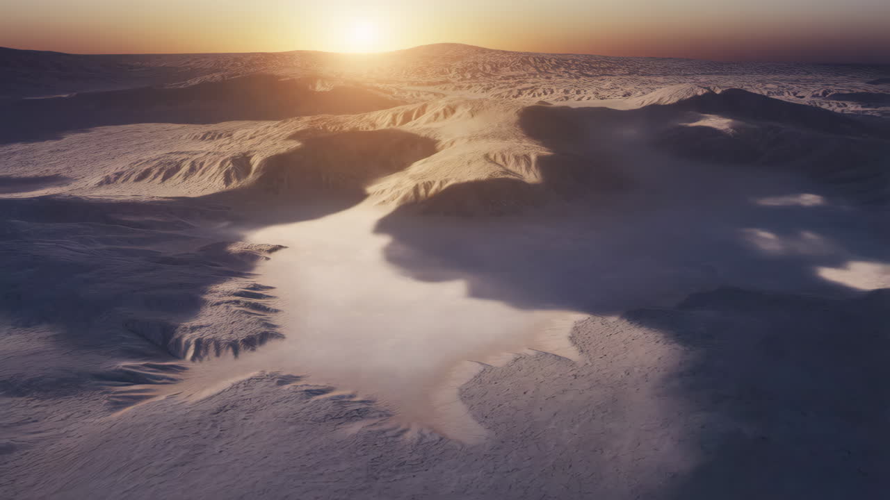 Sunrise over a Snowy Mountain Range