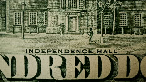 close-up of independence hall on a us dollar bill