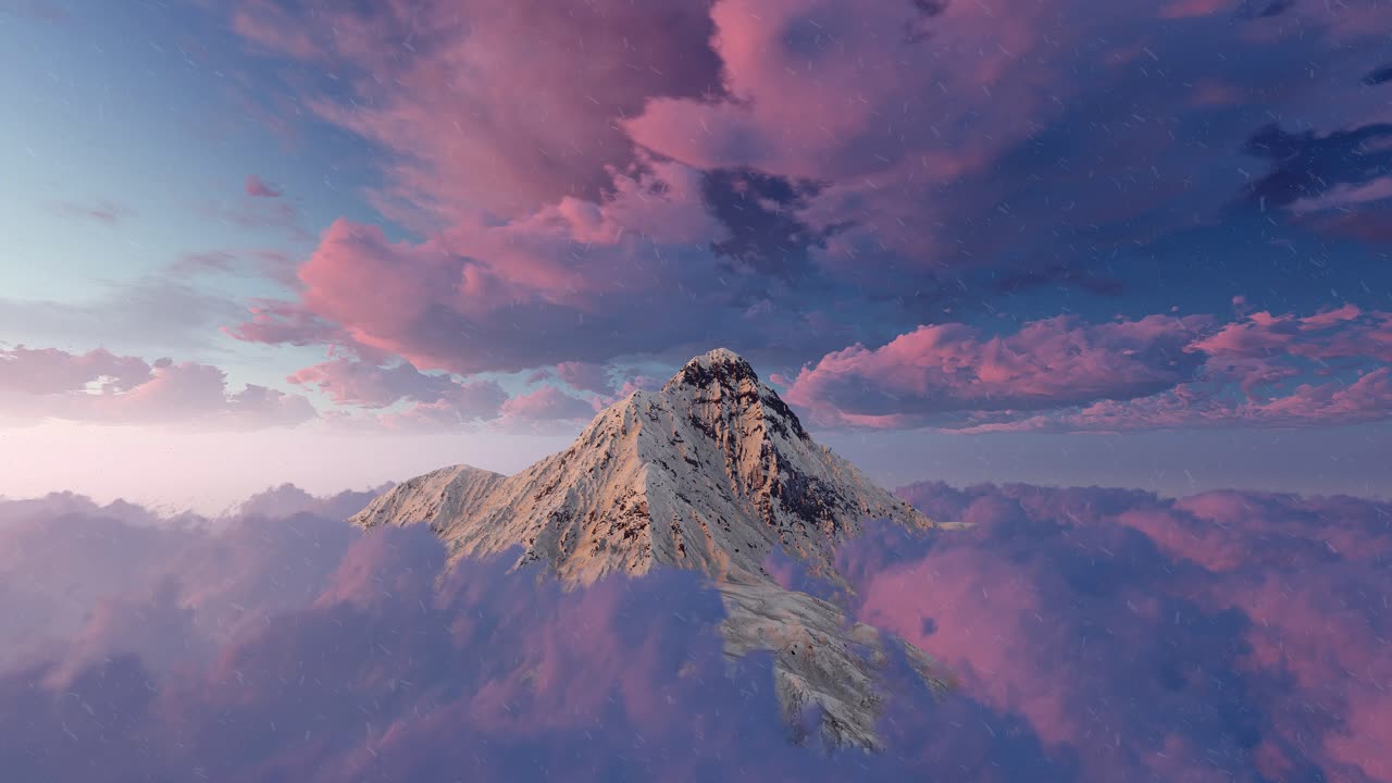 Majestic Mountain Peak Above the Clouds at Sunrise/Sunset