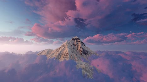 majestic mountain peak above the clouds at sunrise/sunset