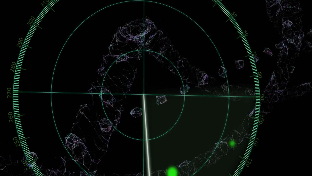 떨어지는 아이콘의 애니메이션과 어두운 배경에 스캔 범위