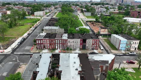 urban city homes in unsafe neighborhood community