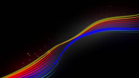 multi-colored neon lines of ribbon fly in the air, smoothly oscillation and wave. lines color changes cyclically form running lights. 3d abstract looped 4k background, luma matte as alpha channel