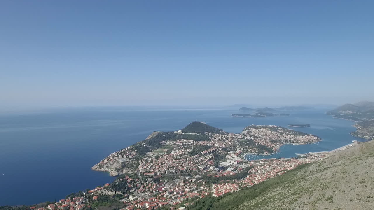 Aerial view of the Old Town of Dubrovnik and beautiful Adriatic sea, Croatia