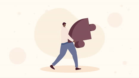 elegant businessman with puzzle character animation