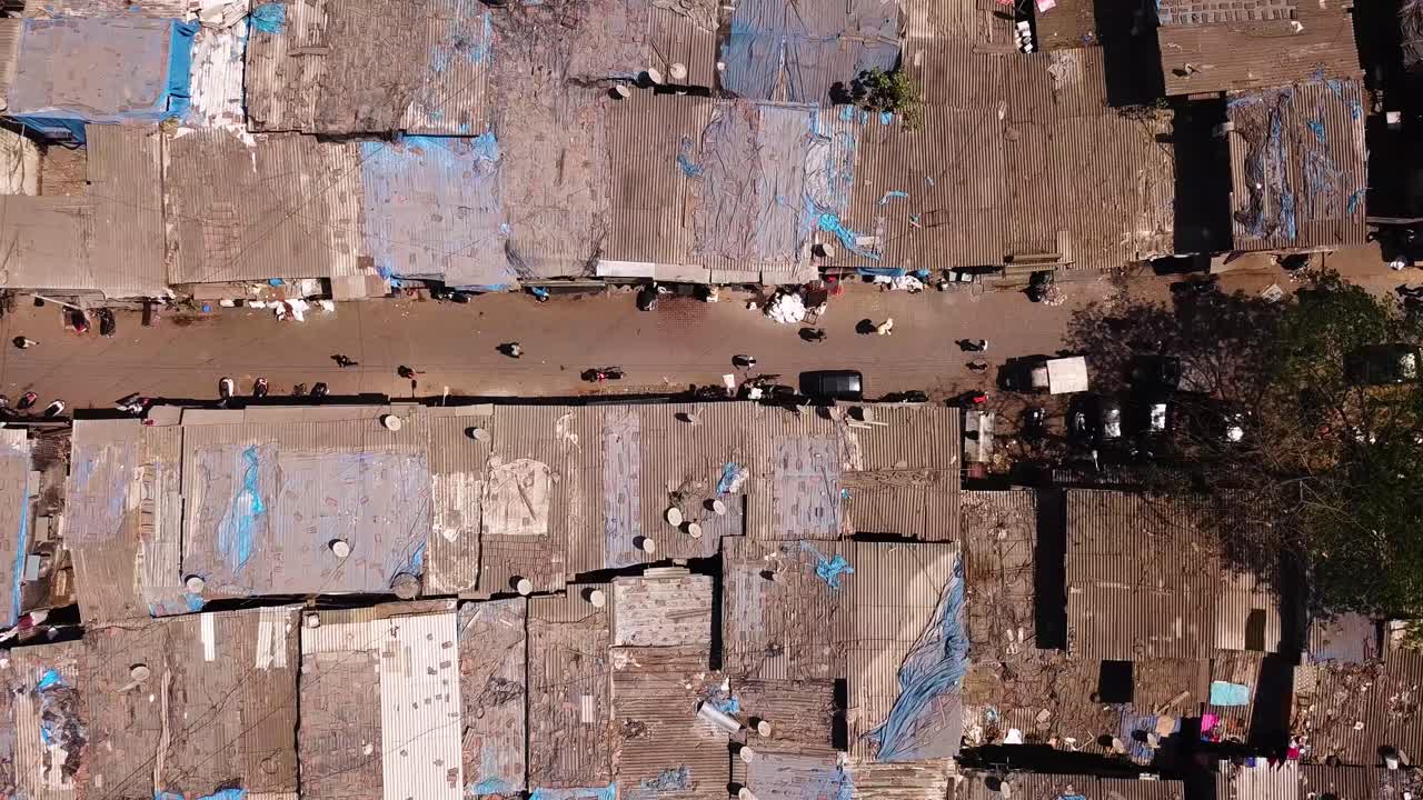 インド、ムンバイのダラヴィ・スラム街