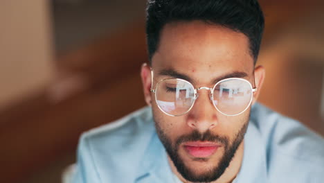 Night,-reflection-and-glasses-of-businessman