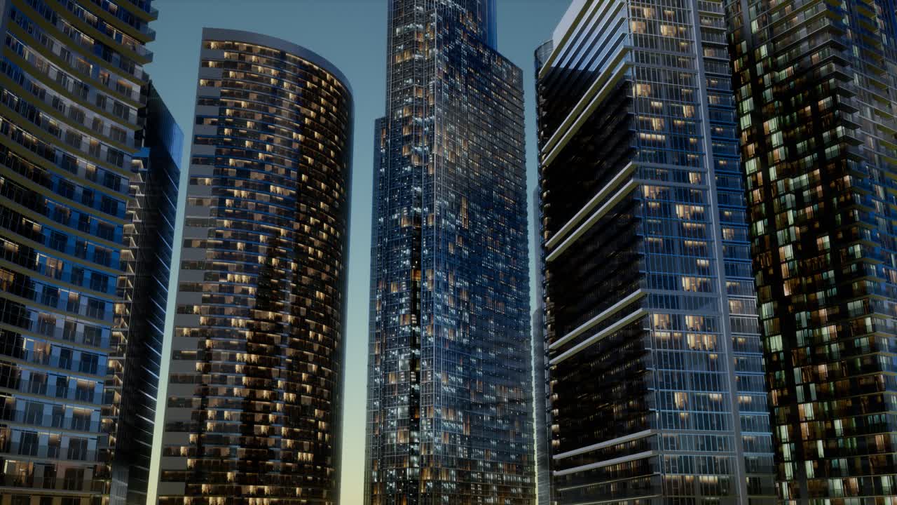 rascacielos de la ciudad por la noche