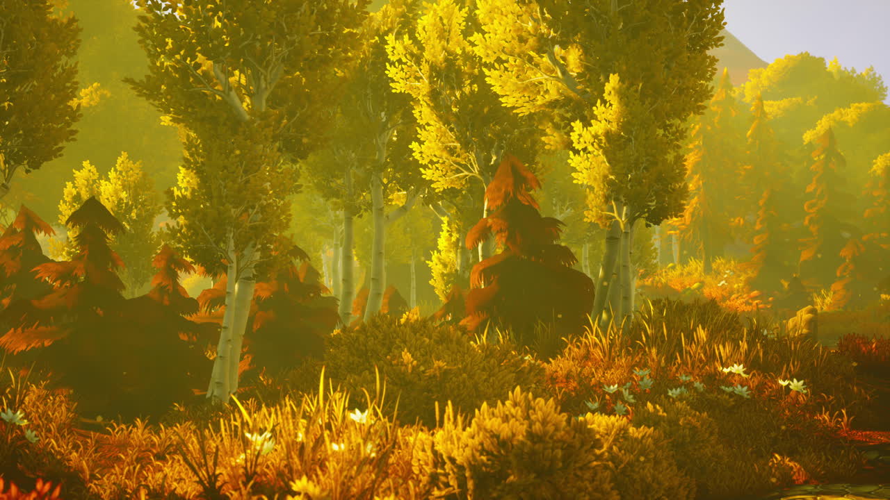 amanecer de dibujos animados en una mañana brumosa