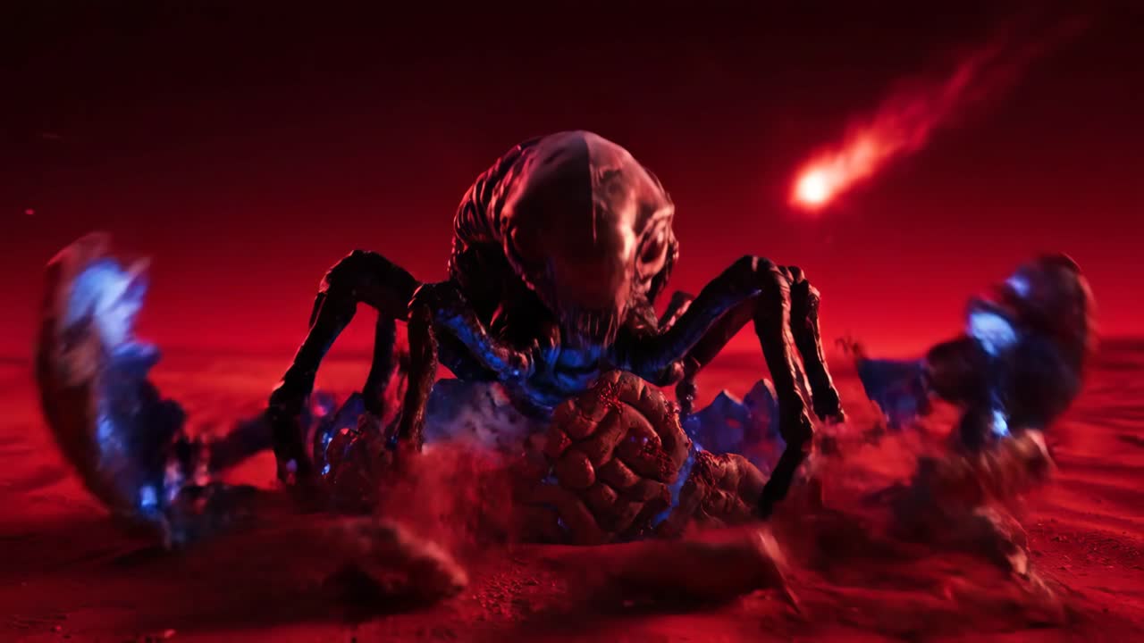 Brain on a Red Planet with a Meteor