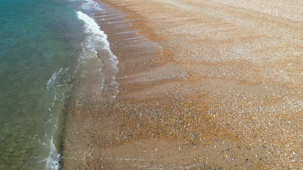 Drone Flight Over Folkestone's Pebble Beach Shoreline